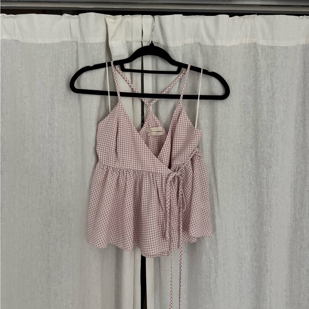 Urban Outfitters Purple Gingham Wrap Top